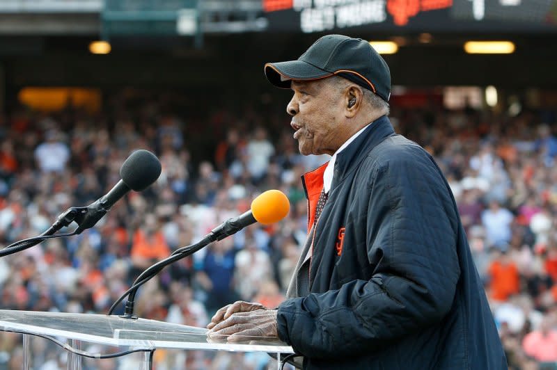 Thousands gathered for Willie Mays' celebration of life Monday at Oracle Park in San Francisco. File Photo by Lachlan Cunningham/UPI