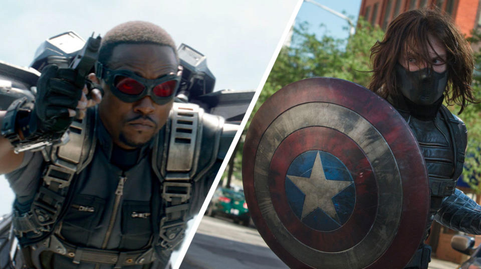 Anthony Mackie's Sam and Sebastian Stan's Bucky first crossed paths as adversaries in <i>Captain America: The Winter Soldier</i>. (Marvel/Disney)