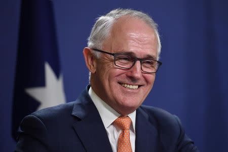 Australian Prime Minister Malcolm Turnbull smiles during a news conference in Sydney, Australia, July 10, 2016. AAP/Paul Miller//via REUTERS