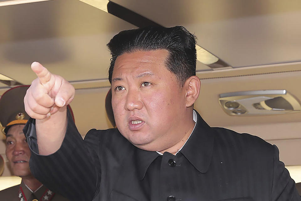 FILE - This undated photo provided on April 17, 2022, by the North Korean government shows Kim Jong Un at an undisclosed location in North Korea. The content of this image is as provided and cannot be independently verified. (Korean Central News Agency/Korea News Service via AP, File)