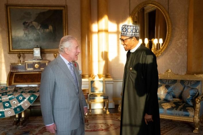 Britain&quot;s King Charles holds an audience with the President of Nigeria Muhammadu Buhari at Buckingham Palace, London, Britain November 9, 2022.