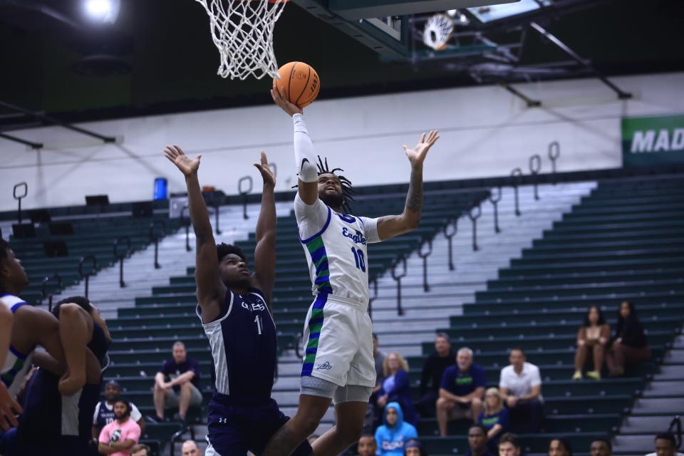 Zach Anderson puts up a shot against Queens (N.C.) in a first-round Atlantic Sun Men's Basketball Tournament game on Monday, Nov. 4 at Stetson University. Queens won 69-63.