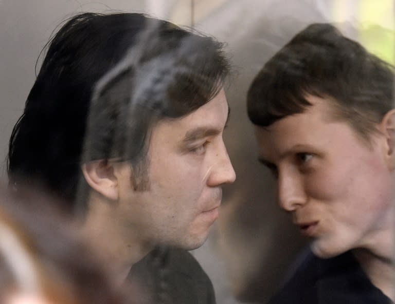 Savchenko was released as part of a prisoner swap for Yevgeny Yerofeyev (left) and Aleksander Aleksandrov, both sentenced to 14 years in prison for fighting in east Ukraine