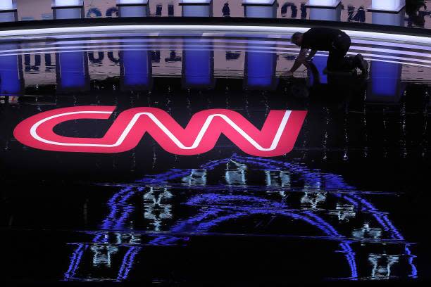 DETROIT, MICHIGAN - JULY 30: A worker preps the stage during a media briefing ahead of tonight's Democratic Presidential Debate at the Fox Theatre July 30, 2019 in Detroit, Michigan. 20 Democratic presidential candidates were split into two groups of 10 to take part in the debate sponsored by CNN held over two nights at Detroit's Fox Theatre. (Photo by Justin Sullivan/Getty Images)