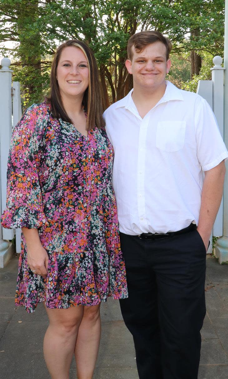 Bessemer City High teacher Mary Martin and senior Luke Hogan.