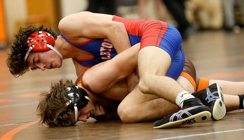 Mapleton's Brock Durbin, shown here at the JC Gorman Tournament earlier in the year, looked like one of the best in the state at his weight class at the Husky Invitational as well.