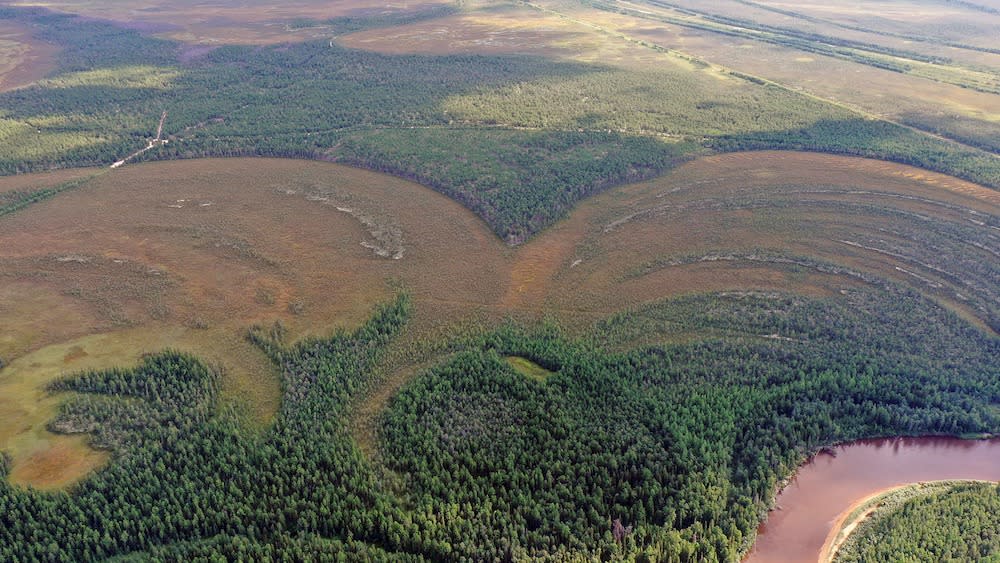  An aerial view of the remnants of a fort in Siberia. . 