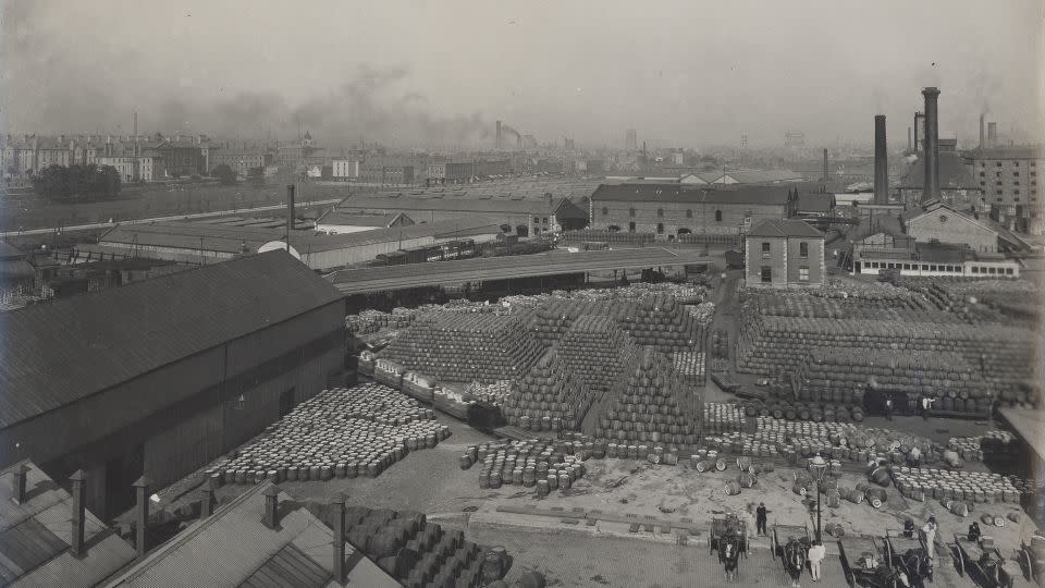 This archival photo of the St. James's Gate Brewery shows a view of the cask yard in the early 20th century. - Courtesy Guinness Archive, Diageo Ireland