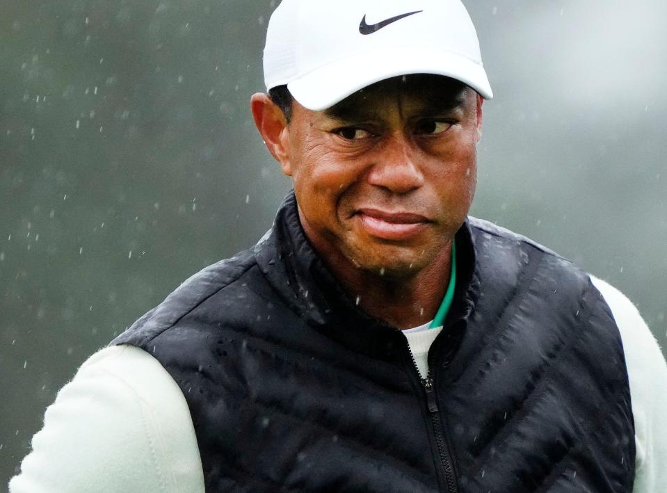 Tiger Woods at the 2023 Masters, which he wouldn't finish.