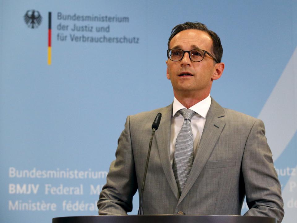 German Justice Minister Heiko Maas gives a statement to the media at the Ministry of Justice in Berlin, Germany, August 4, 2015.