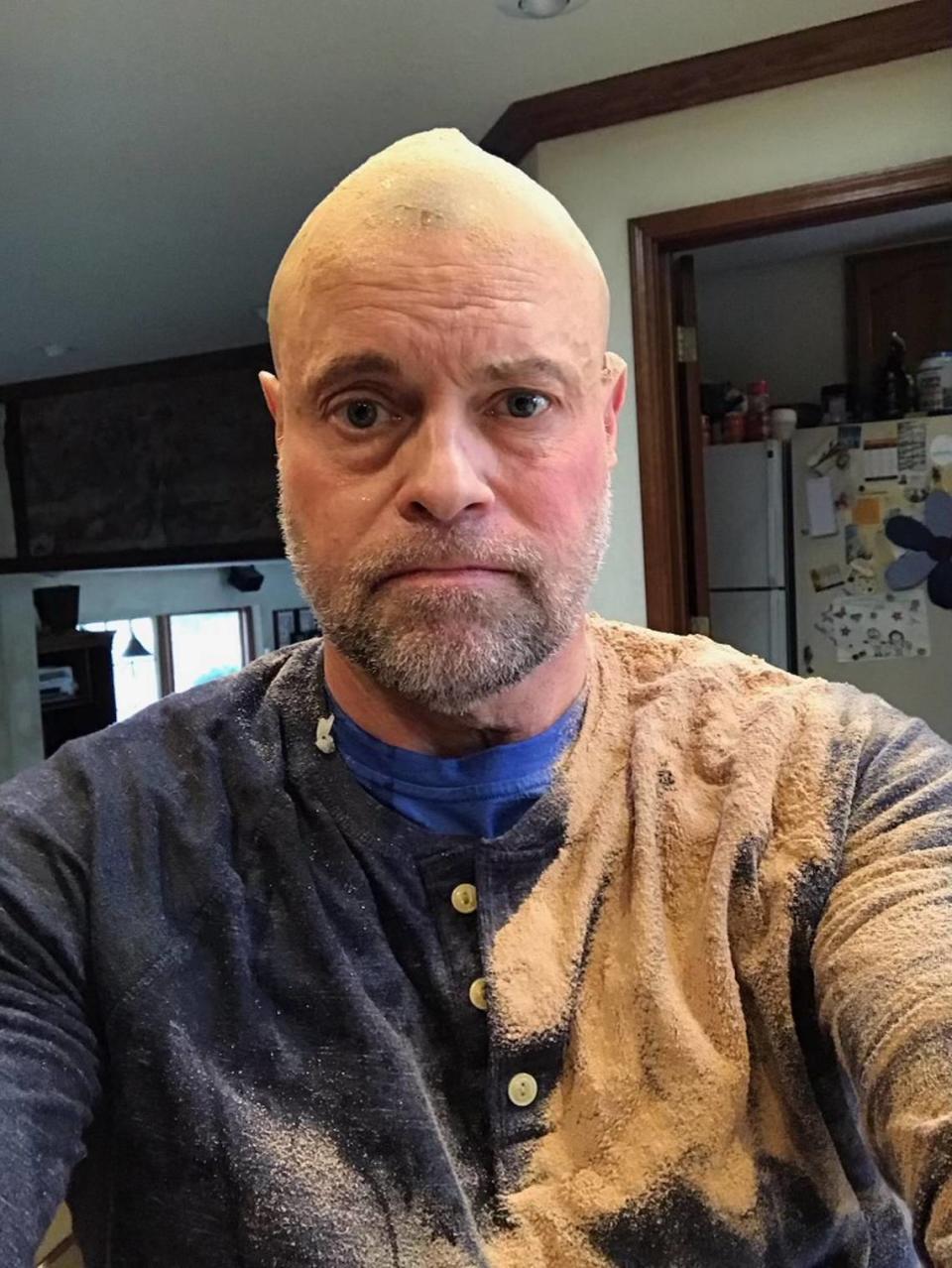 Benton Franklin Superior Court Judge Sam Swanberg says his ex-wife threw protein powder on him during a confrontation in their home in February 2021. He sent this photo to his friend and attorney.