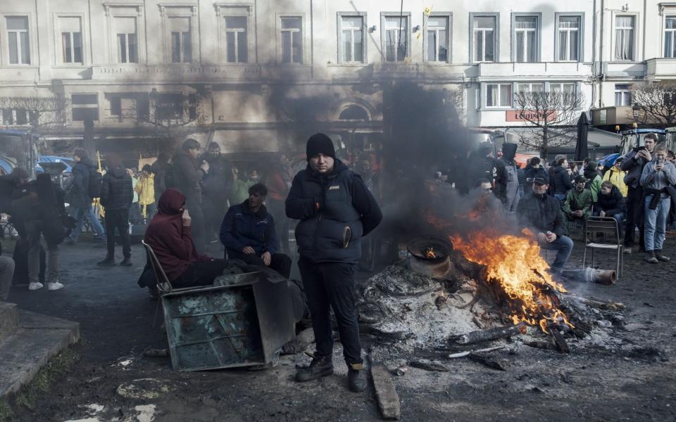 Farmers took their protests to Brussels on Thursday with a demonstration in the Place du Luxembourg