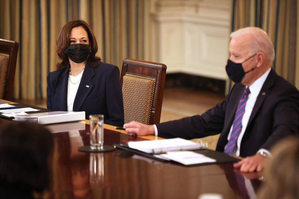 President Biden And Vice President Harris politics political politicians face masks (Chip Somodevilla / Getty Images file)