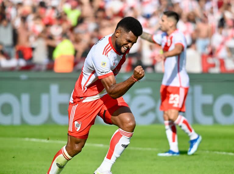 Miguel Borja abrió la cuenta en el Superclásico y es el máximo anotador de la Copa de la Liga 2024 con 13 tantos