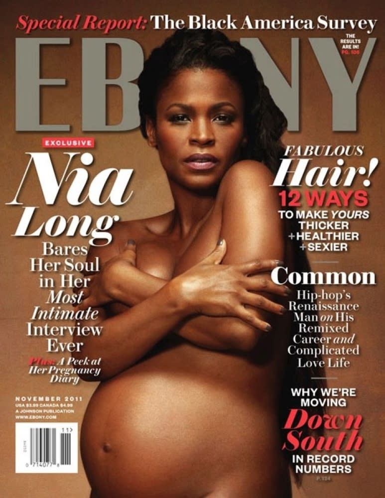 <p>Long posed nude for the November 2011 issue of <em>Ebony</em>.<br><em>[Photo: Ebony]</em> </p>