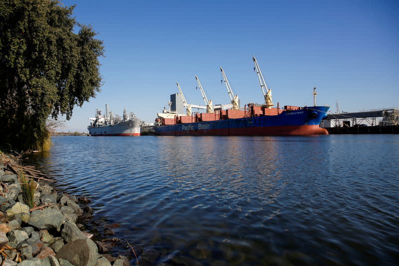 FILE PHOTO: Ships docked in Stockton, California