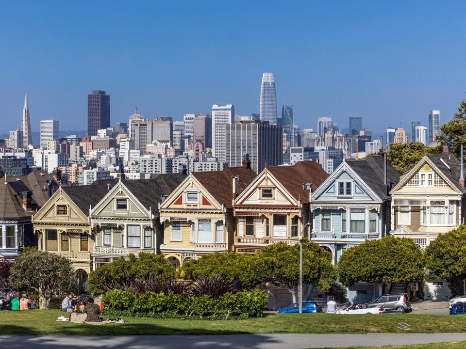 The house is part of a row of seven houses known as the “Painted Ladies” or “Postcard Row” in San Francisco.