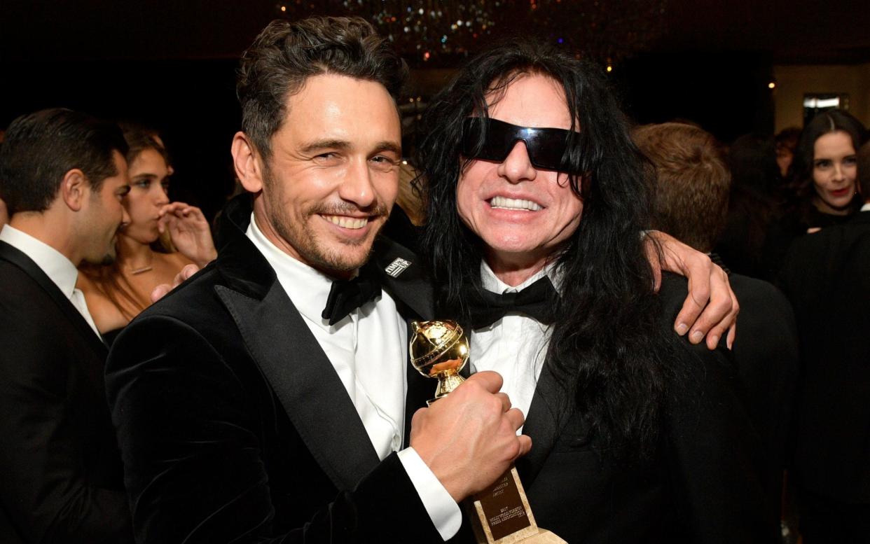 Golden Globe winner James Franco with The Room's Tommy Wiseau - Getty Images North America