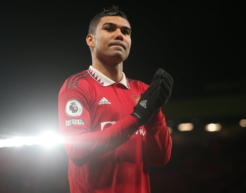 Casemiro of Manchester United walks off after victory over Bournemouth (Manchester United via Getty Imag)