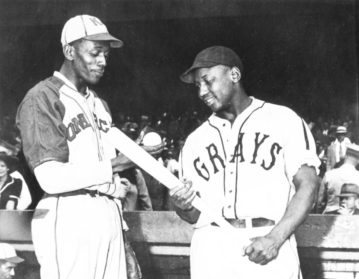 Two Negro Leagues icons: Satchel Paige (left) and Josh Gibson, shown here in 1941. (Photo by Mark Rucker/Transcendental Graphics, Getty Images)