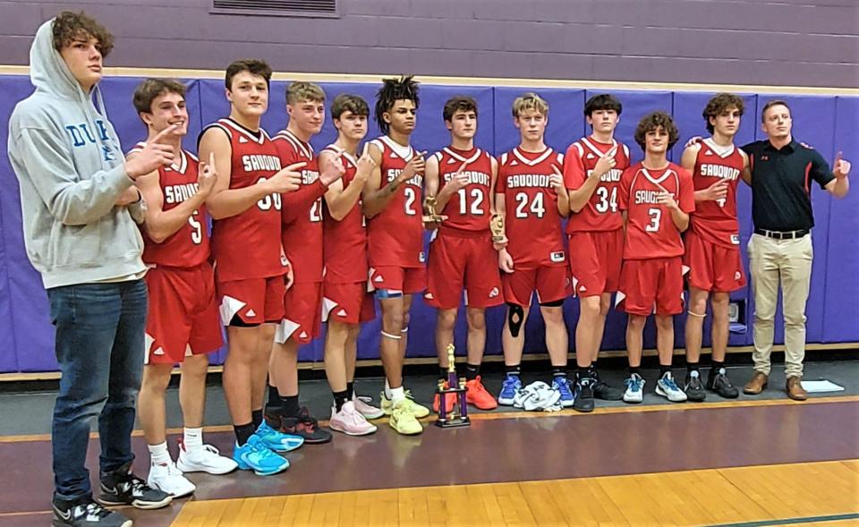 The Sauquoit Valley Indians posed for a photo after winning the Richfield Springs/ODY Boys Tip-Off Tournament Saturday.