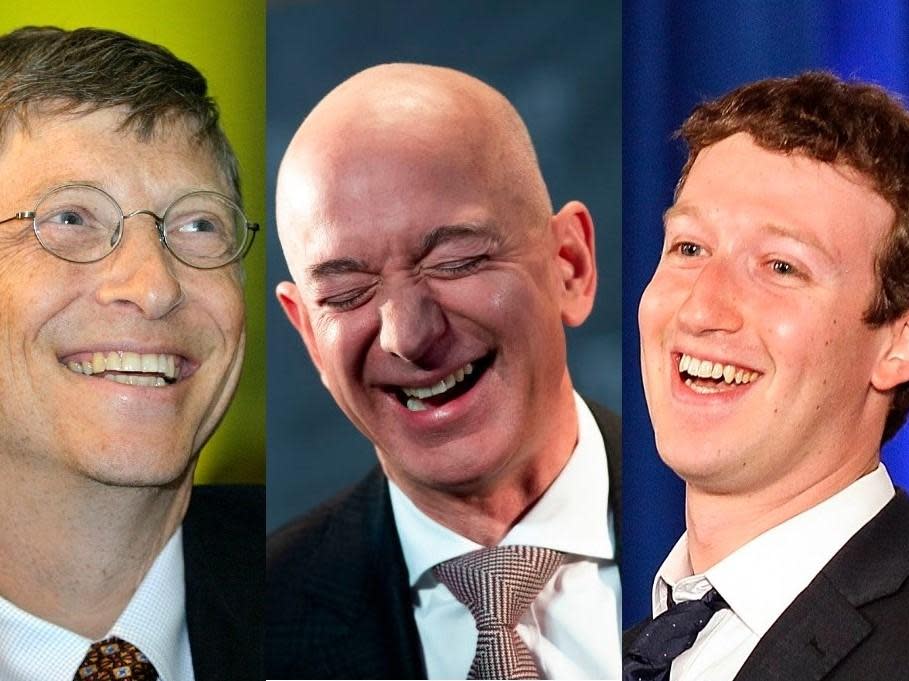 Bill Gates, Jeff Bezos and Mark Zuckerberg have added tens of billions of dollars to their net worth since the start of the coronavirus pandemic: Getty Images/ Composite