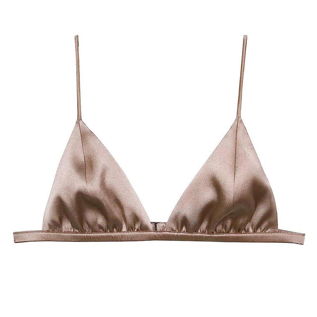 Women's Silk Satin Triangle Bralette Soft Cup Wireless Bra Smooth and  Comfortable Wire Free Bra Top