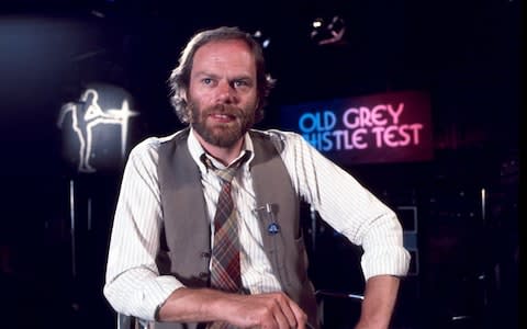 Bob Harris on The Old Grey Whistle Test in the Seventies - Credit: BBC