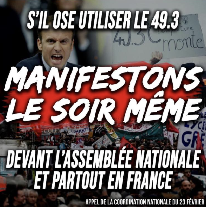 Le gouvernement pourrait avoir recours à l'article 49.3 de la Constitution pour faire adopter le projet de loi de réforme des retraites.