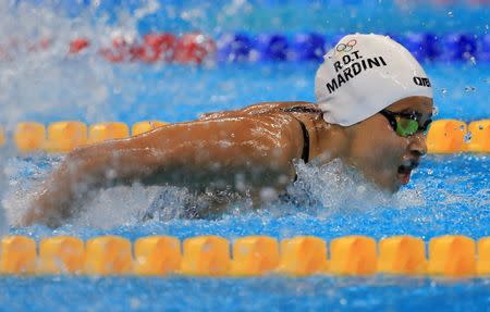 Yusra Mardini of the Refugee Olympic Athletes competes in the women's 100m butterfly. REUTERS/Dominic Ebenbichler