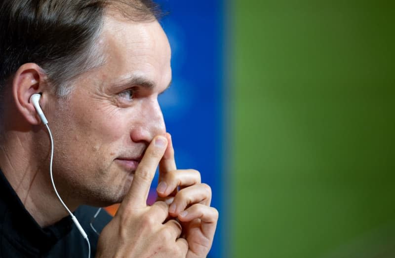 FC Bayern Munich coach Thomas Tuchel attends a press conference ahead of Tuesday's UEFA Champions League semi final soccer match between Bayern Muich and Real Madrid. Sven Hoppe/dpa