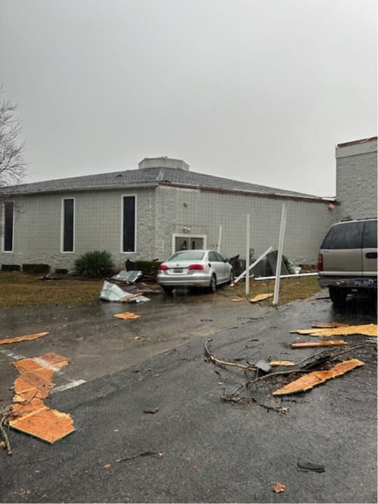 Storm damage at Walnut Grove Missionary Baptist Church in Clarksville (Courtesy: Latoya Carney)