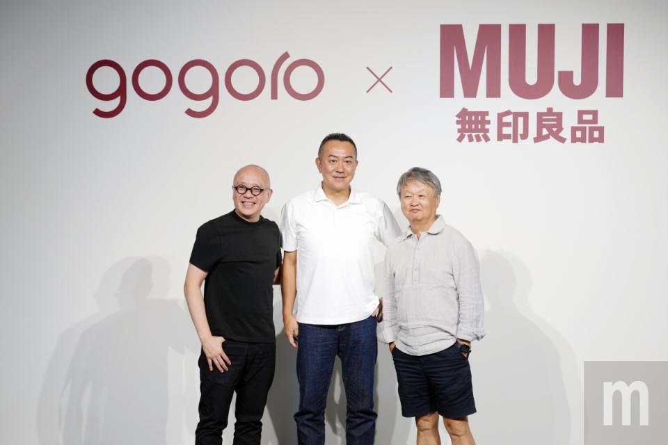 ▲左起：Gogoro創辦人陸學森、台灣無印良品總經理吉田明裕、日本著名設計師深澤直人