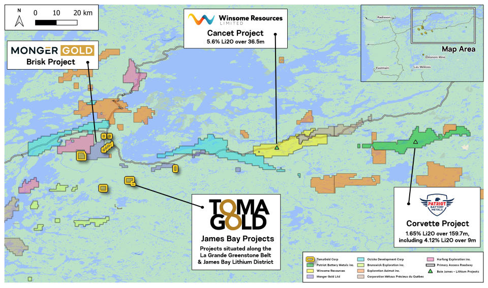 TomaGold-Baie-James-Claims-Map