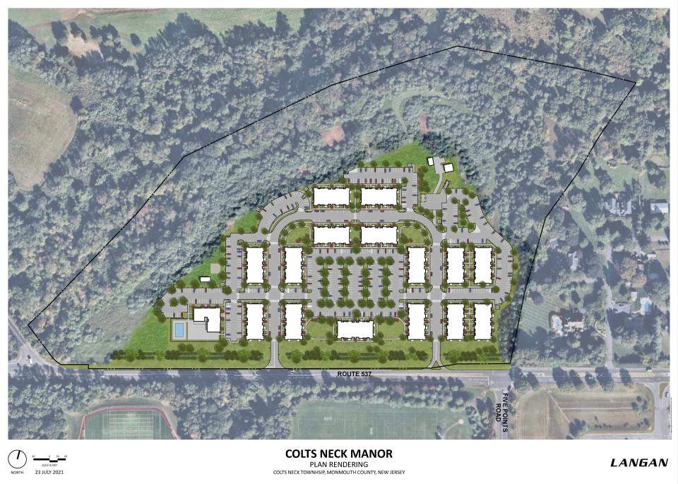 Site plan for the proposed Colts Neck Manor along Route 537 in Colts Neck.