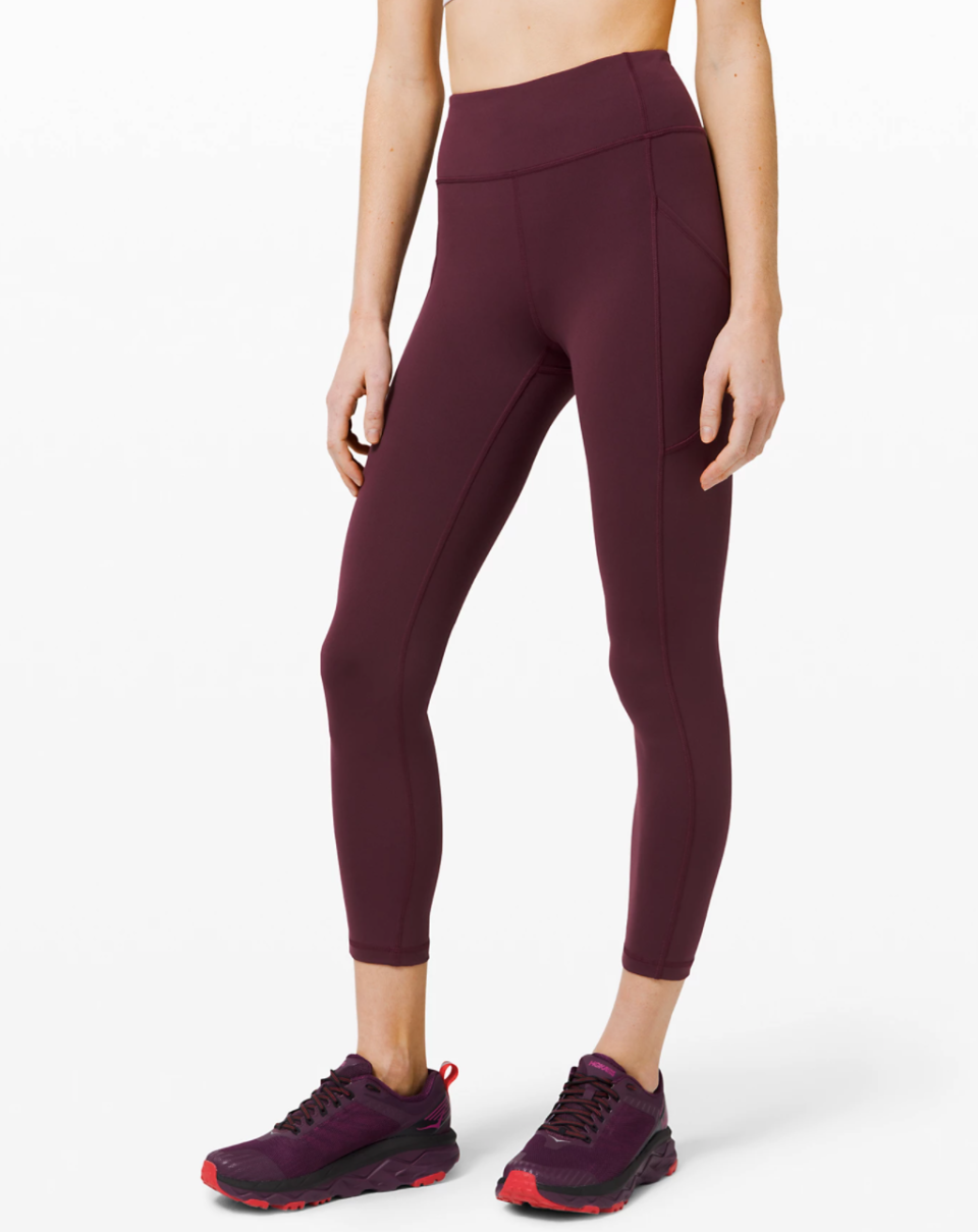 The Invigorate High-Rise Tight by Lululemon in Cassis. Available in eight colours. 