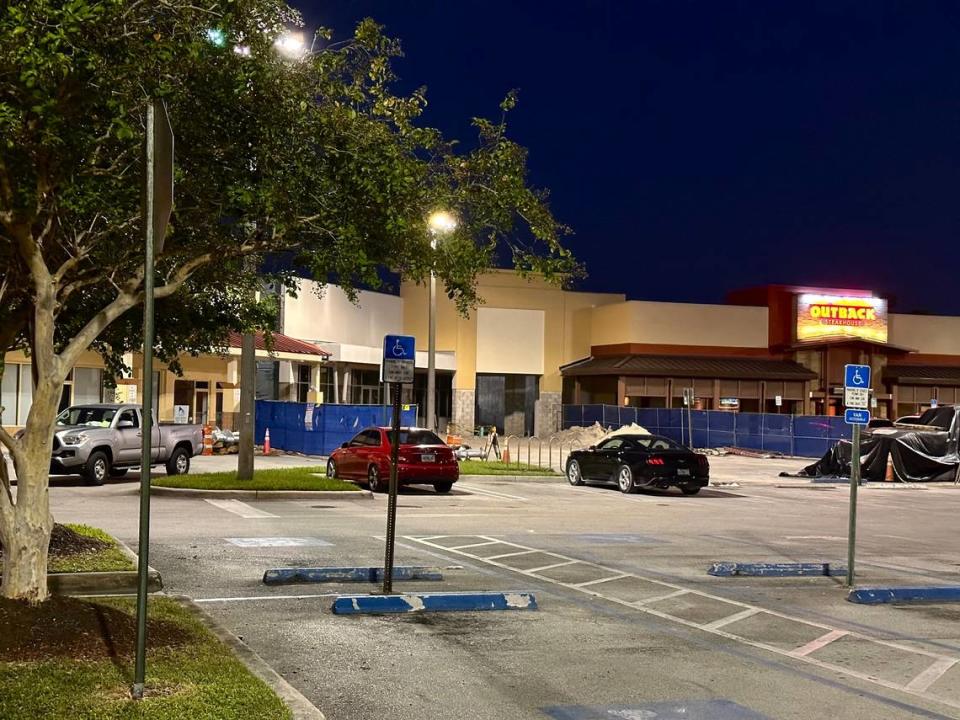 The Briar Bay shopping center, anchored by owner Publix on one side and an Outback restaurant on the other side, is being torn down. Publix will replace its single-story grocery store with a two-story modern store. The Outback is open and will remain untouched. Some of the new 10,830-square-feet of new retail space has risen to the left of Outback as seen in this Sept. 13, 2023 photo.