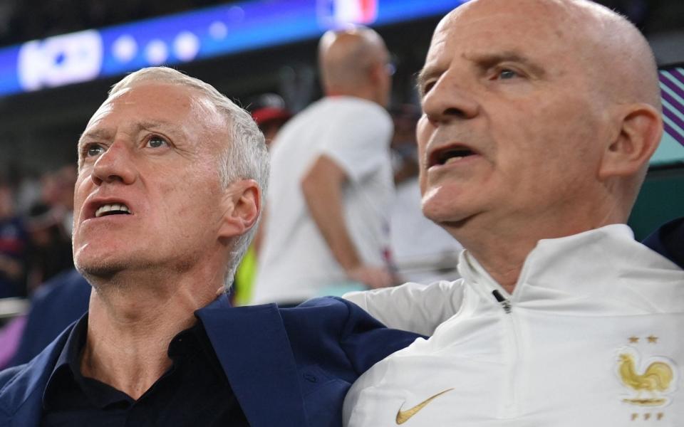 Didier Deschamps (left) and Guy Stéphan - Didier Deschamps the ‘all or nothing guy’ three wins away from footballing immortality - Franck Fife/Getty Images