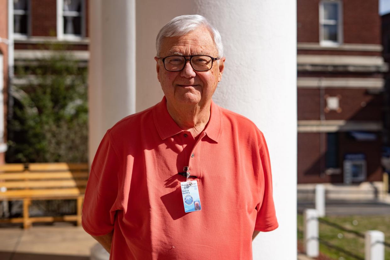 Norris Gentry, Madison County comissioner, poses for a portrait outside of the Madison County Courthouse on February 23, 2022.