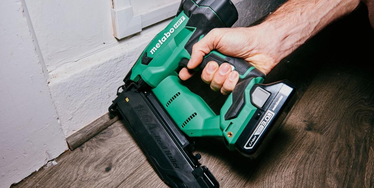 metabo nail gun in use