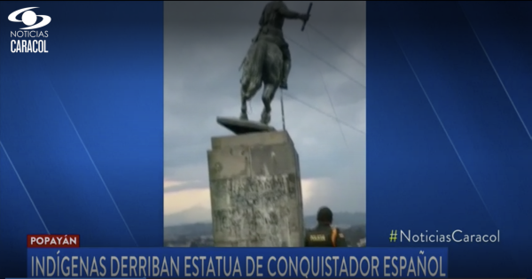 ¿Derriban estatua de Bolívar en Ecuador? Falso, este video es de Colombia en 2020