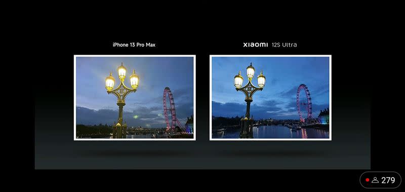 Xiaomi 12S系列新品發佈會上，多次拿iPhone作為對比。（圖／截自小米發佈會）