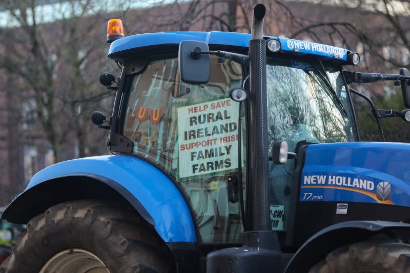 Farmers protest near Government Buildings in Dublin