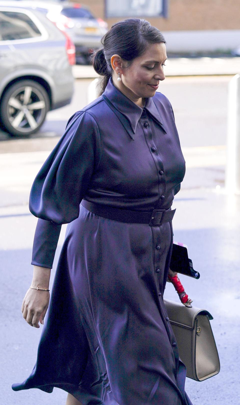 Home Secretary Priti Patel arrives at the West Midlands Combined Authority offices in Birmingham, to meet with the families of the 1974 Birmingham Pub Bombings victims (Steve Parsons/PA) (PA Wire)