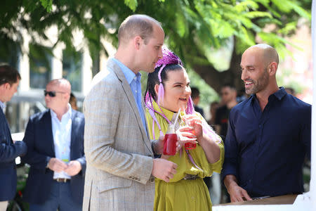 Britain's Prince William meets the 2018 Eurovision winner Netta Barzilai during a visit to Tel Aviv, Israel, June 27, 2018. Ian Vogler/Pool via Reuters