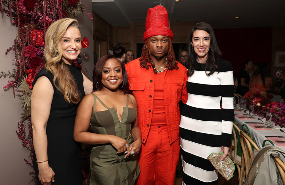 Leah Wyar, Quinta Brunson, Bryon Javar and Sally Holmes at InStyle Celebrates New Editor in Chief Sally Holmes and The New & Next Issue at San Vicente Bungalows in Los Angeles