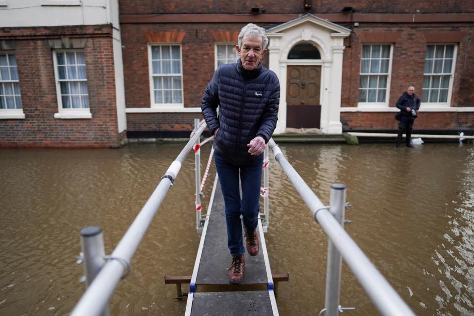 A man walks across a temporary footbridge in York (Getty Images)