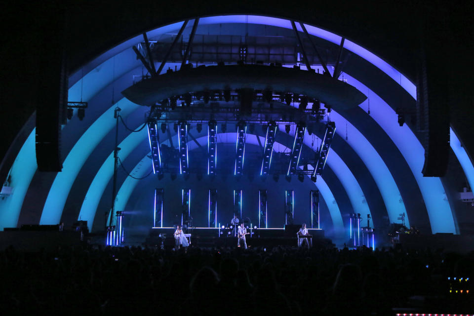 The Postal Service performs to a sold-out crowd at the Hollywood Bowl on Sunday, Oct. 15.