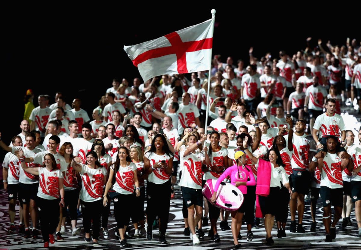 Athletes representing England arrive at the opening ceremony ahead of the 2018 Commonwealth Games   (Getty Images)