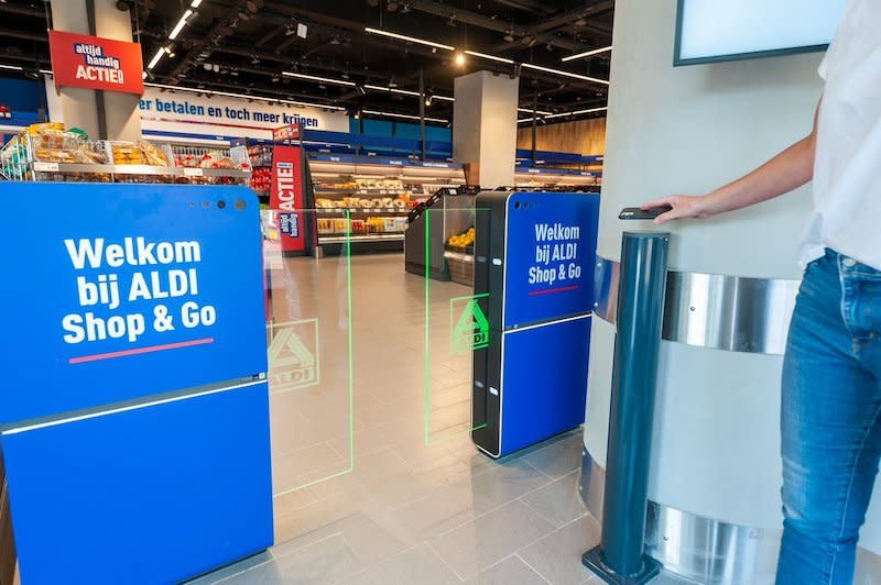 Shop and Go Aldi grocery store in the Netherlands.